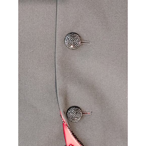 KASPER Blazer Jacket Beaded Long Sleeve Lined Black Red Womens Size 10 - Picture 5 of 9